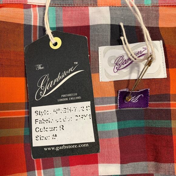 M Red Multi Color Plaid Cotton One Pocket Button Down Collar Long Sleeve Shirt - Picture 5 of 7